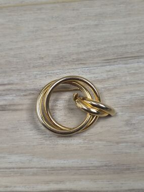 Interlocking Circle Gold Brooch - Women Jewelry